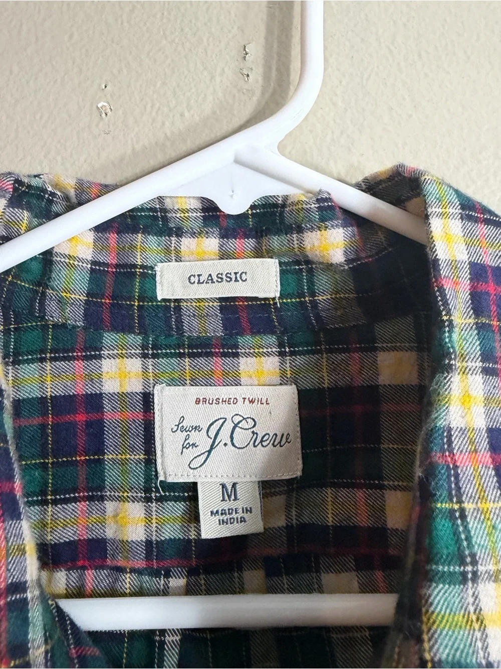J.Crew Brushed Twill Plaid Button Down Flannel Shirt Men's M Classic Fit